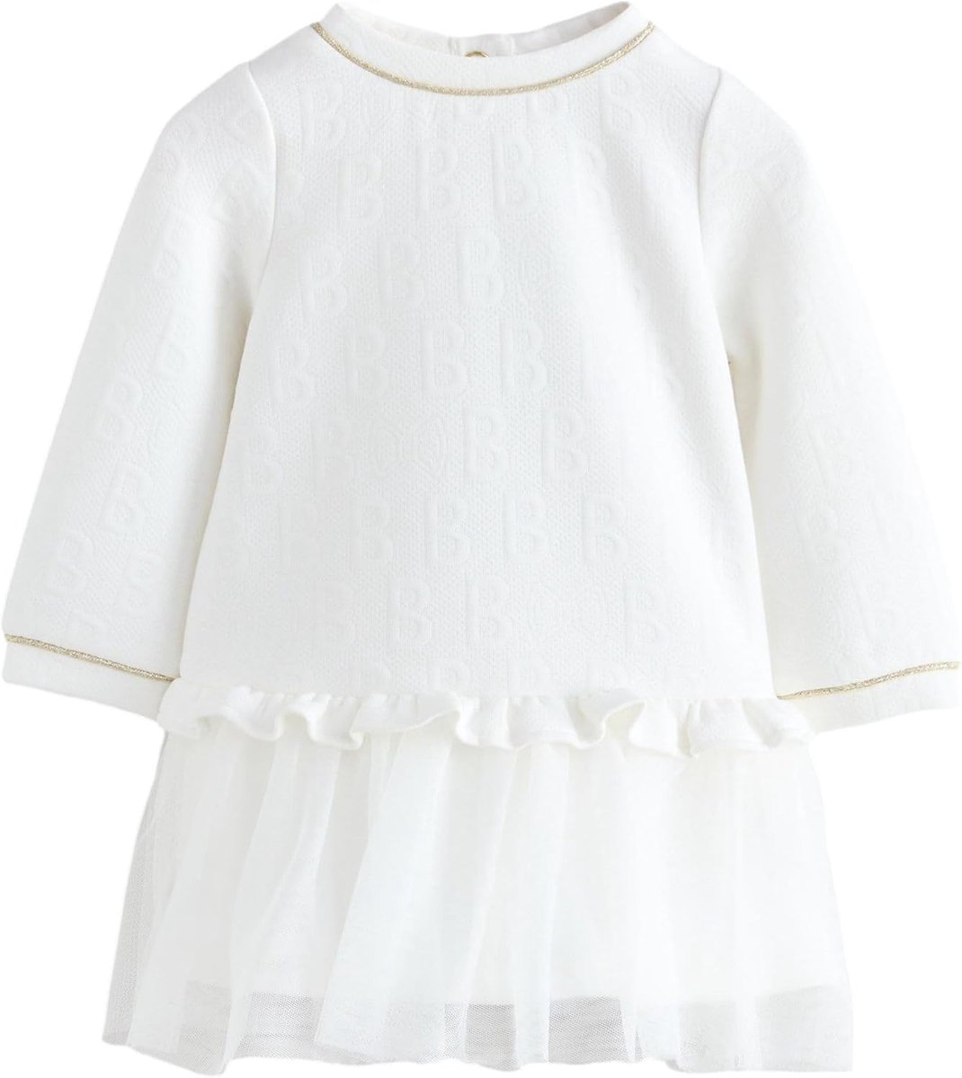 Jacquard-jurk met reliëf en mesh zoom