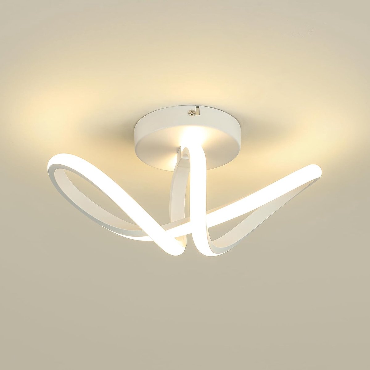 Plafondlamp Moderne 19W, 3000K/4500K/6500K Plafondverlichting 1900lm CRI≥80, LED Lamp voor Woonkamer, Slaapkamer, Kantoor, Keuken en Hal met Geheugenfunctie Wit