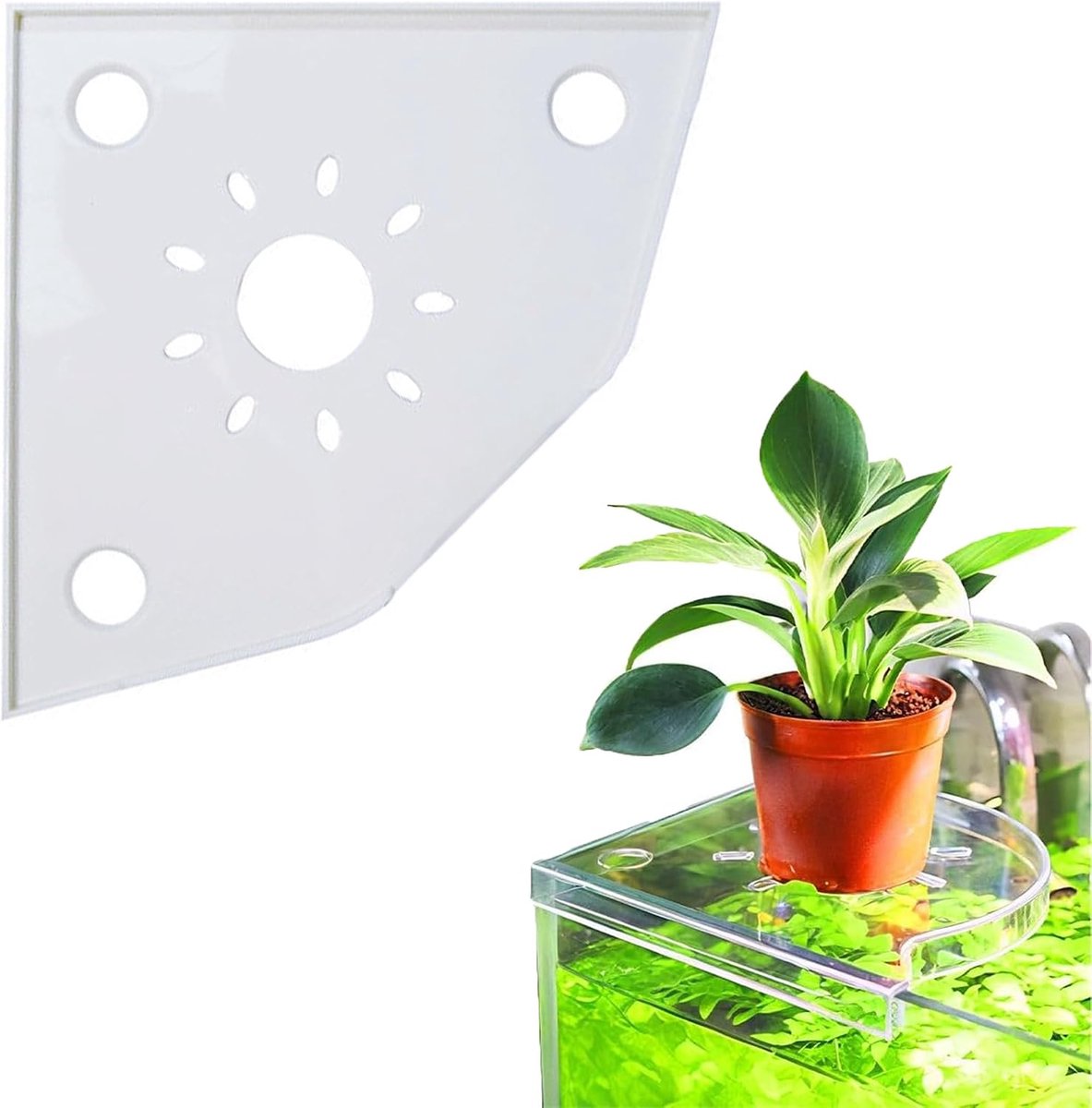 Aquariumplantenstandaard transparante hoekhouder aquariumplanten hoekaquarium nieuw verbeterde aquariumplantenhouders hoekrek driehoek vistank (A)