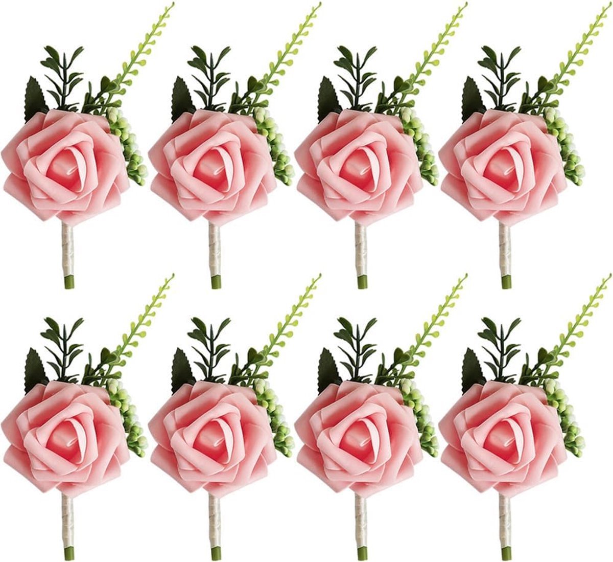 8 stuks bruiloft boutonnière, rozenbloemsteker, bruiloft roos bloemen steker bruidegom boutonnier voor bruid, bruidegom, bruidsmeisjes, getuigen, gasten