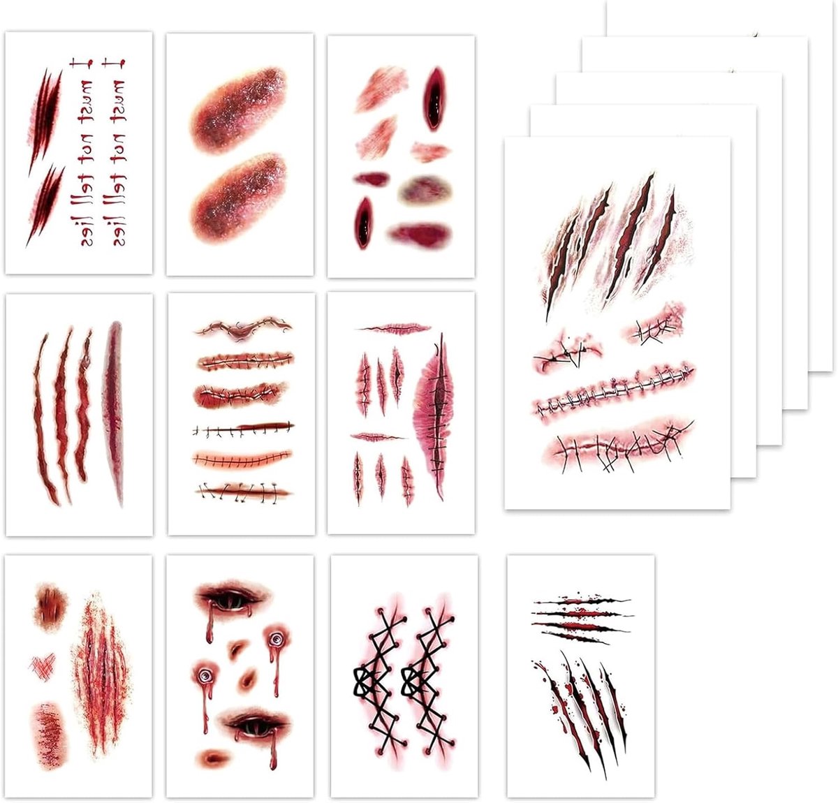 121 stuks Halloween wondtattoo stickers waterdicht realistisch