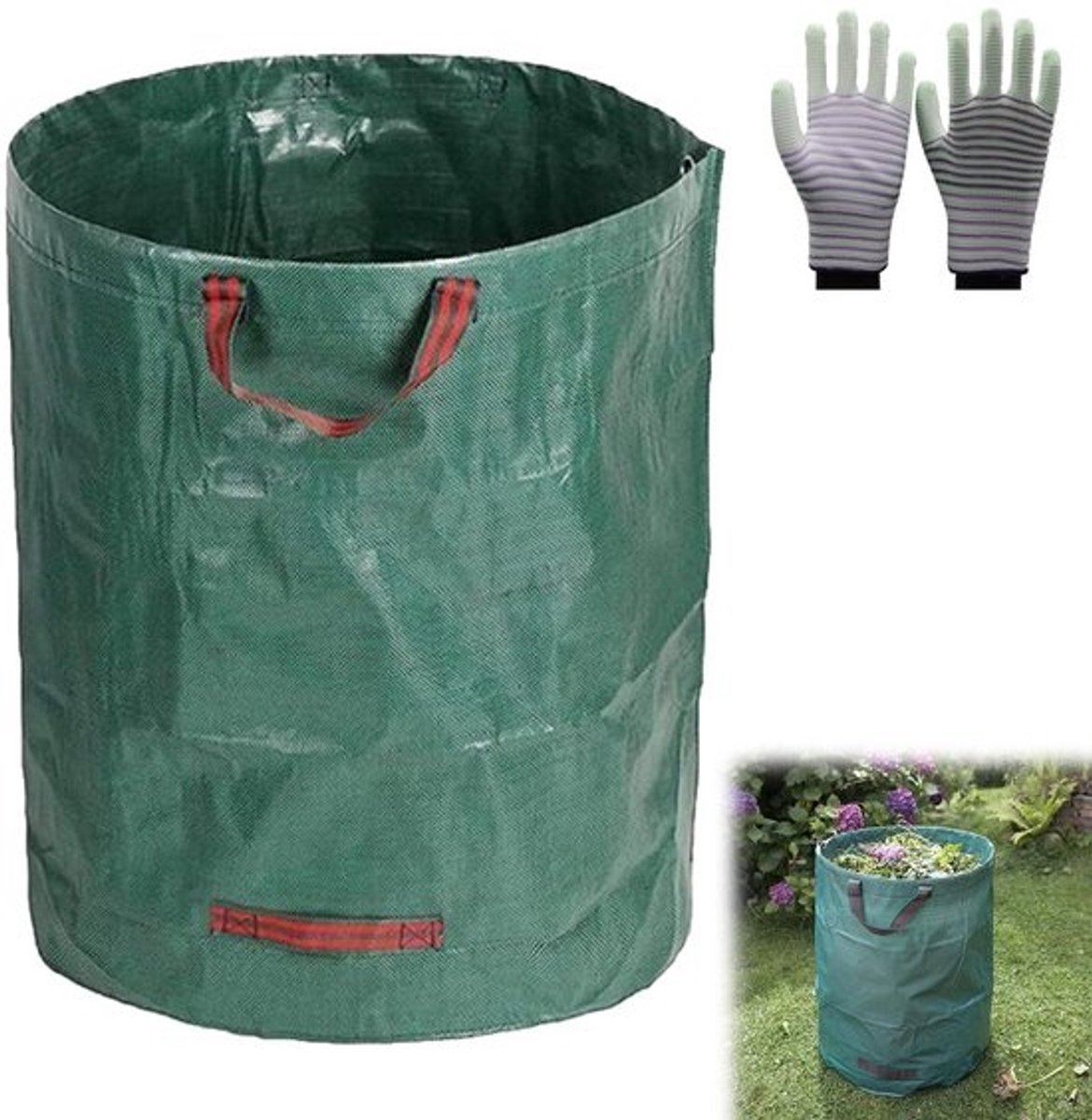Dailygoods- Tuinafvalzak 272 liter - Robuuste Tuinzak - Stabiele Bladzak - Handgrepen - Scheurvast - Milieuvriendelijk Polypropyleen - Afvalzak