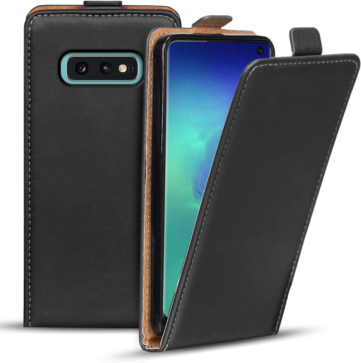 Hoesje voor Samsung Galaxy S10e, verticaal Flipcase Premium Flip Cover voor Samsung S10e Case, Zwart