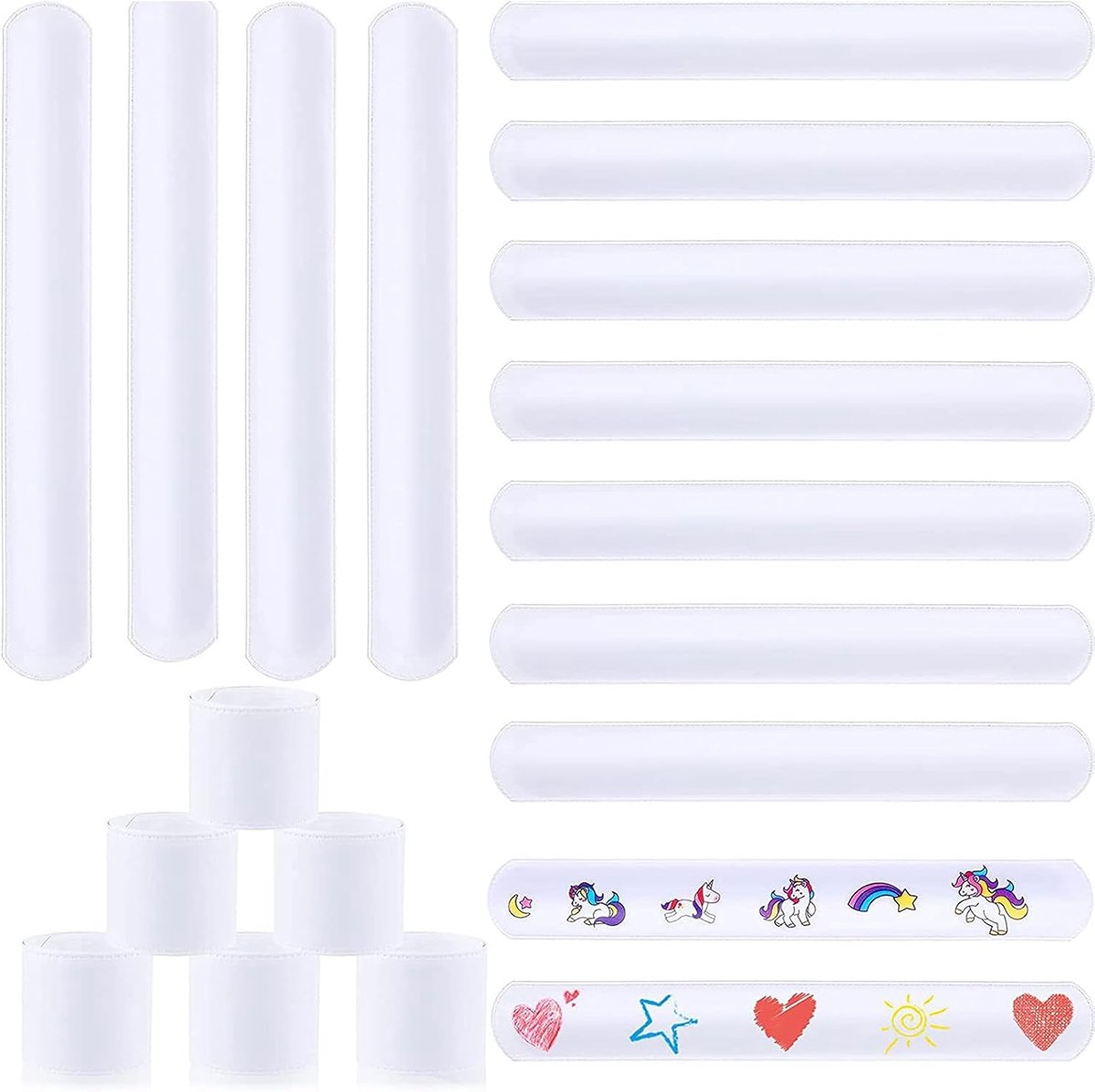 Klaparmbanden, 30 stuks blanco polsbandjes doe-het-zelf blanco klapbanden polsbandjes klikarmbanden plastic klikbanden armbanden feest voor kinderen en volwassenen