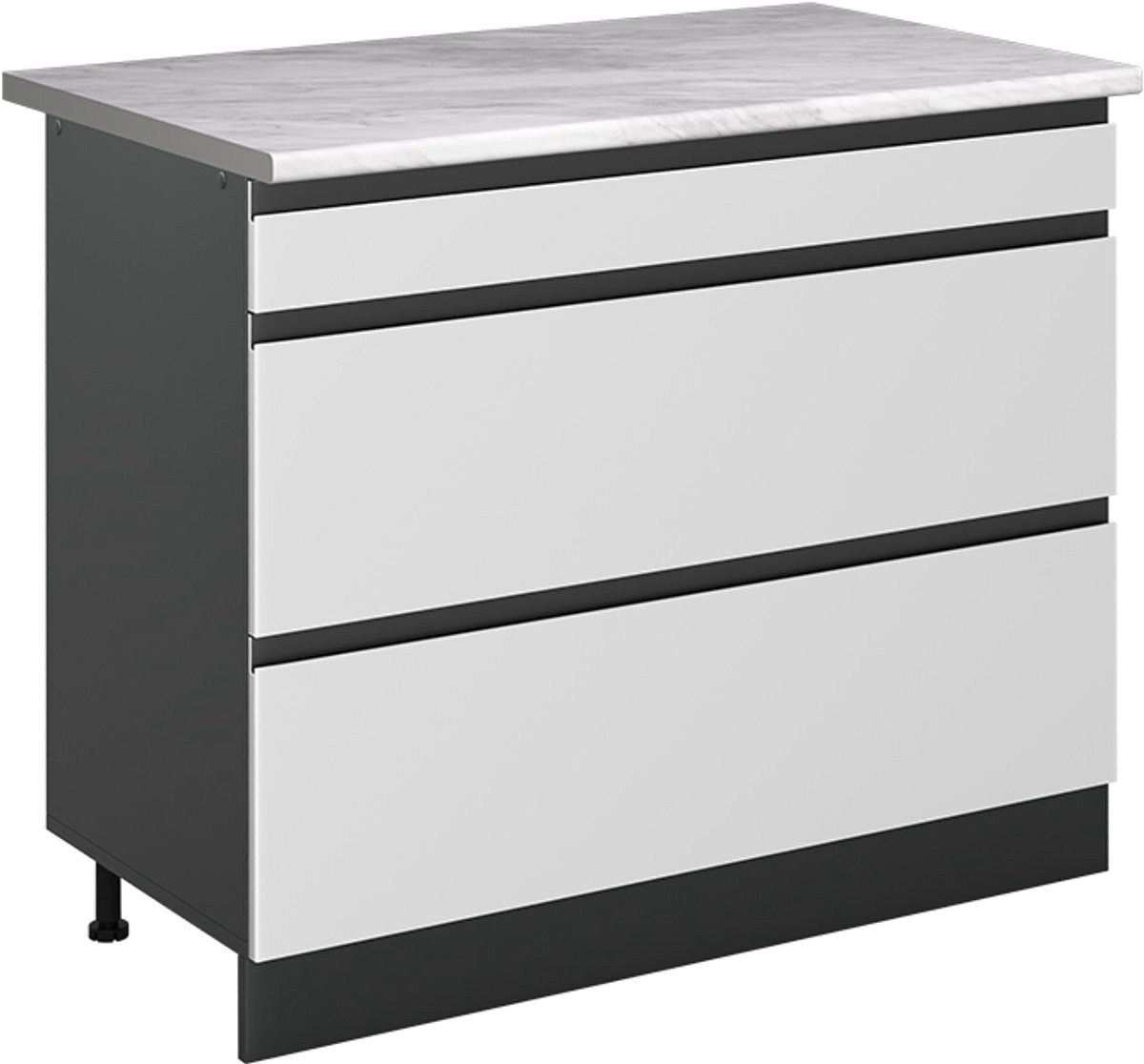 Vicco Keukenonderkast R-Line, Wit/Antraciet, 100 cm marmer werkblad