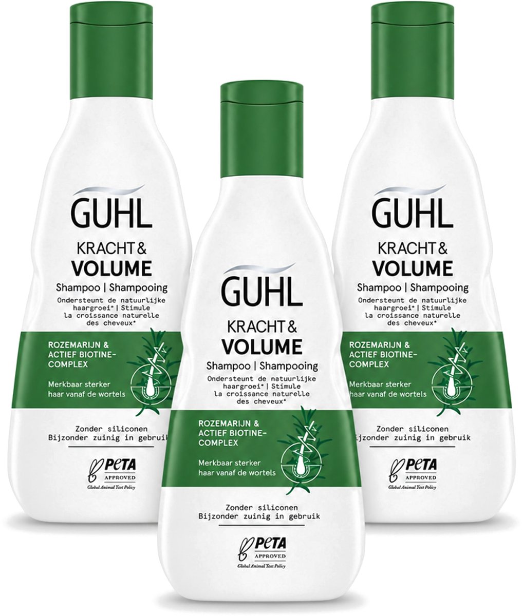 3 x Guhl – Shampoo – Kracht & Volume – 250 ml - Voordeelverpakking - 3 stuks