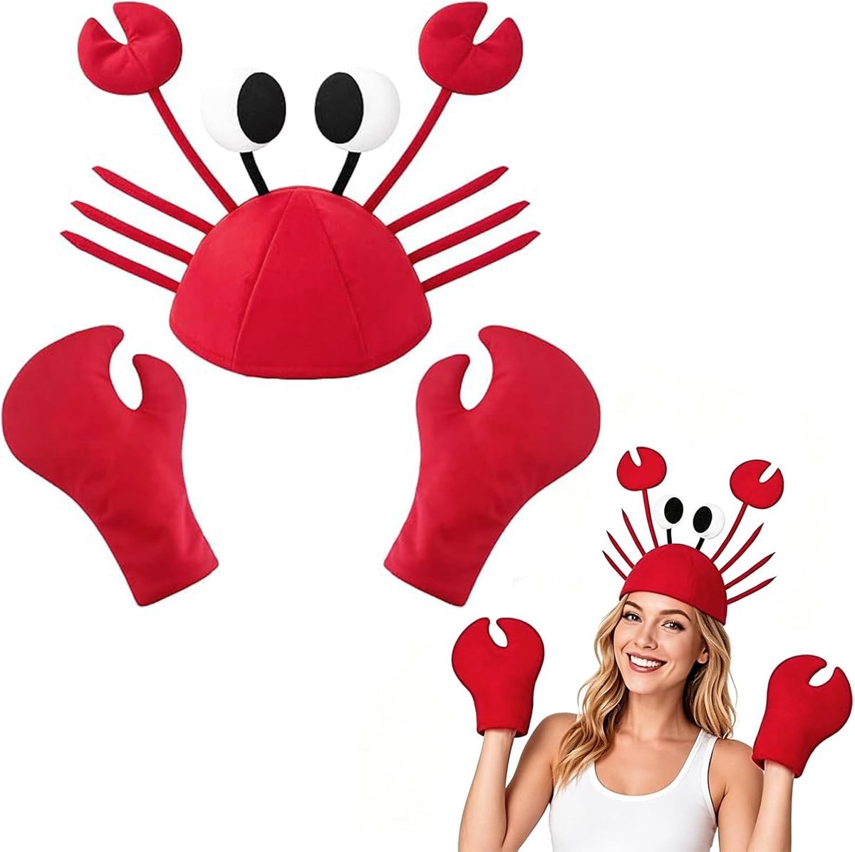 Accessoires, 2 stuks grappige rode krabkostuumset