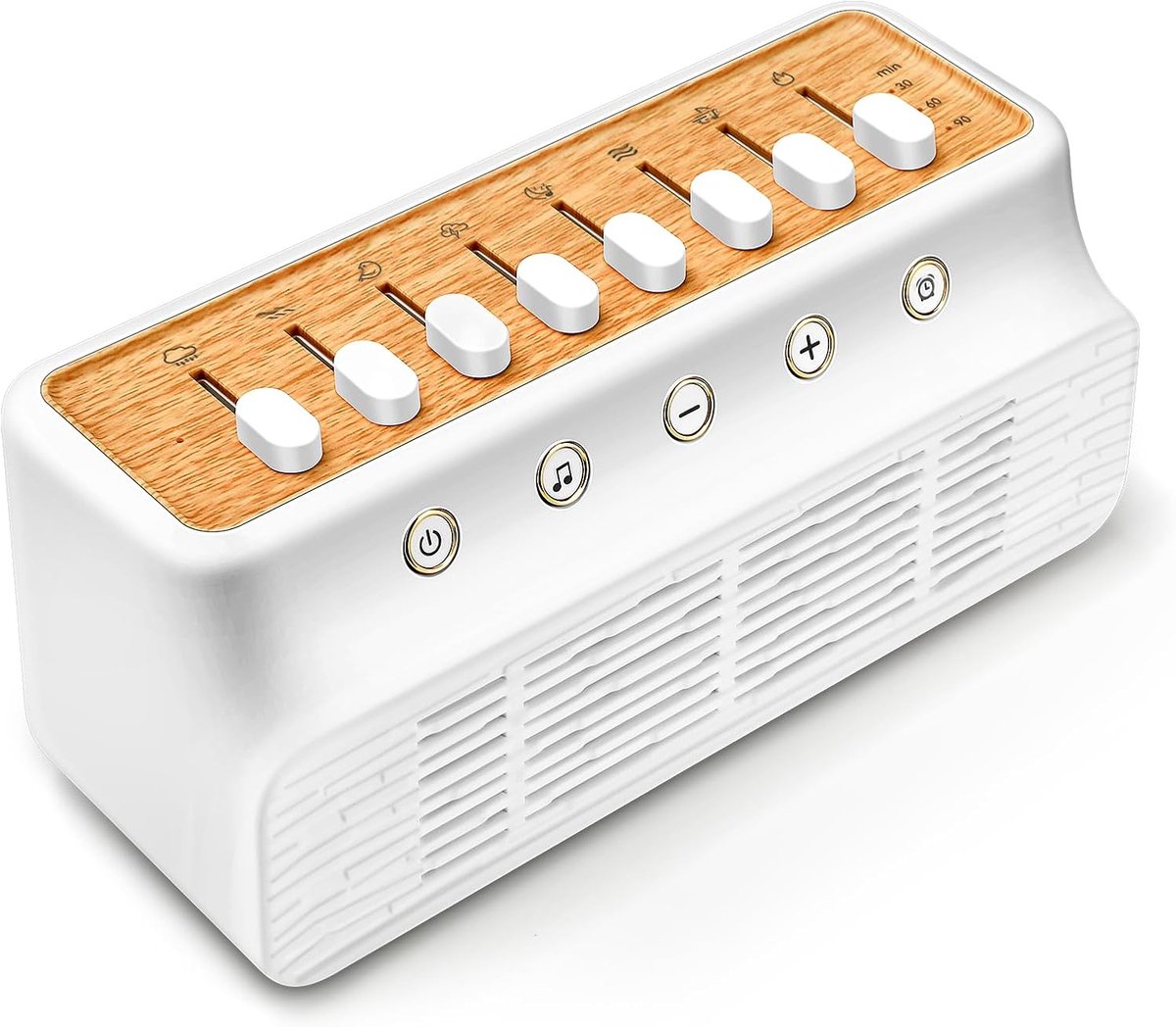 White Noise Machine met 8 natuurgeluiden | Bluetooth 5.0 slaapluidspreker met timer | draagbare slaaphulp voor volwassenen en baby's | anti-slip design & USB-C/oplaadkabel | voor thuis/kantoor/yoga