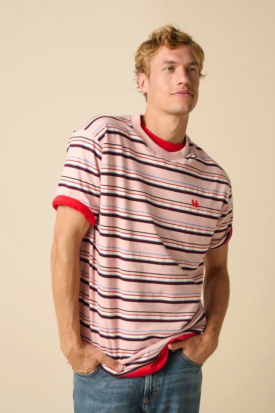Lichtroze T-shirt Met Strepen