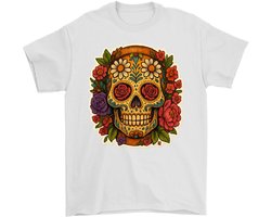 Día de los Muertos Shirt – Suiker Skull met Bloemen – Feest Outfit – Unisex T-Shirt voor Dames & Heren – Origineel Cadeau