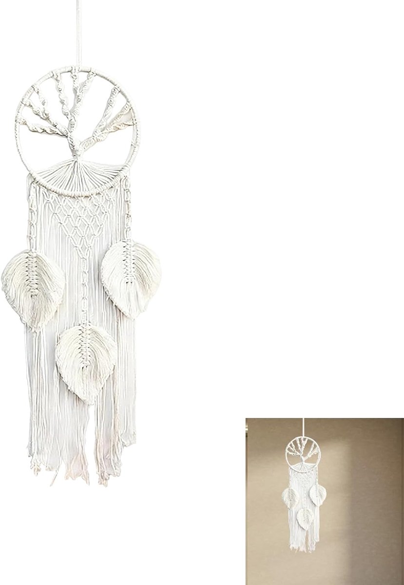 Dromenvanger, levensboom, handgeweven, wanddecoratie in Boheemse stijl, geweven ornamenten met katoenen koord, decoratie voor woonkamer, slaapkamer en landhuis, verjaardag