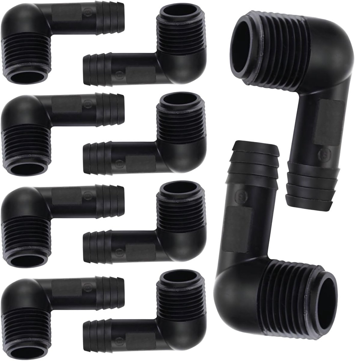 10 stuks 1/2 inch tuinhoekstuk, AG sproeieraansluithoek, SBE-050 vervangende verbindingsaccessoires, voor tuinirrigatie en landbouwirrigatie (zwart)