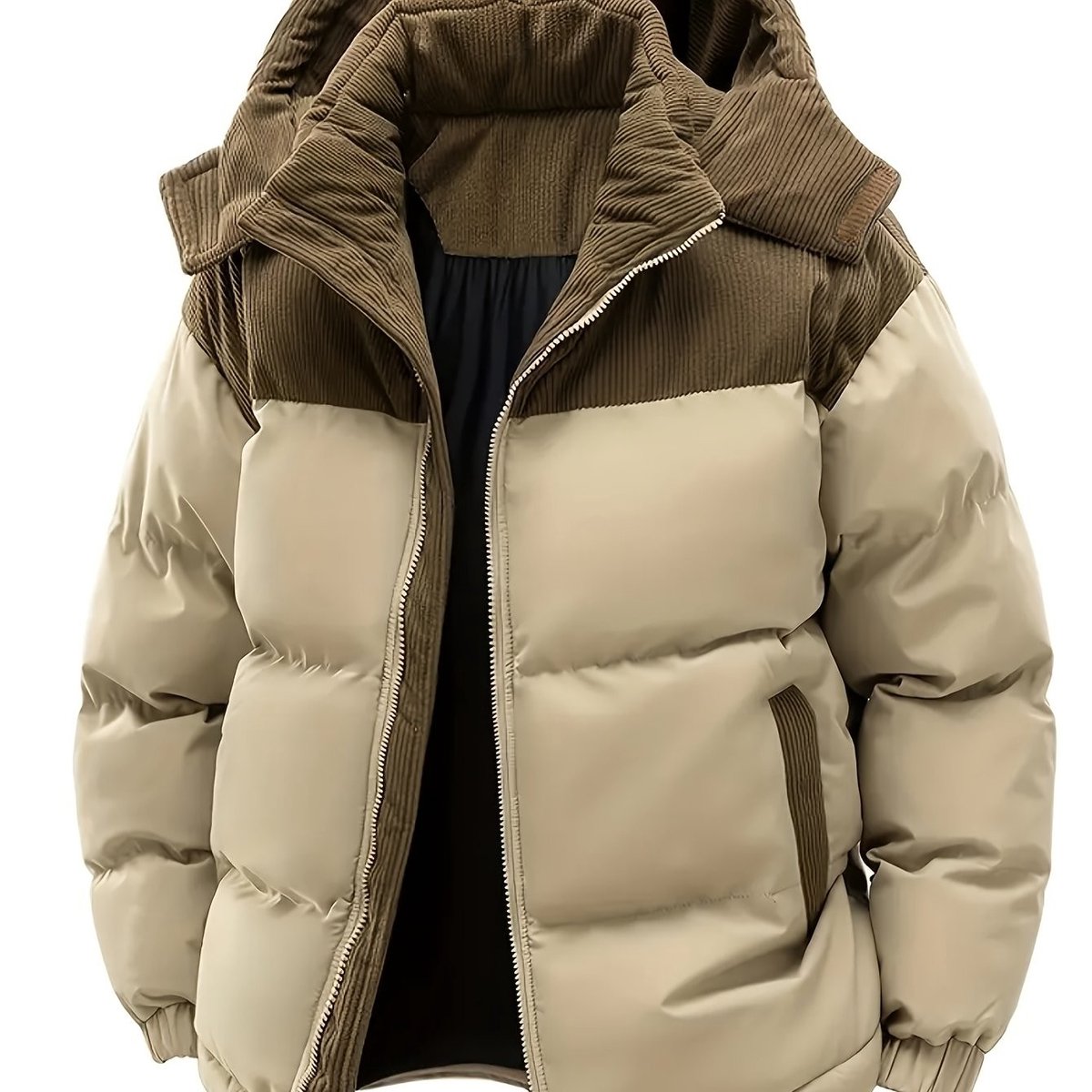 Currero Winterjas Parka Heren Lange Jas Mannen Wintermantel Overjas Gewatteerd Waterdicht Winter Stijlvol Mantel Volwassen Kaki Creme
