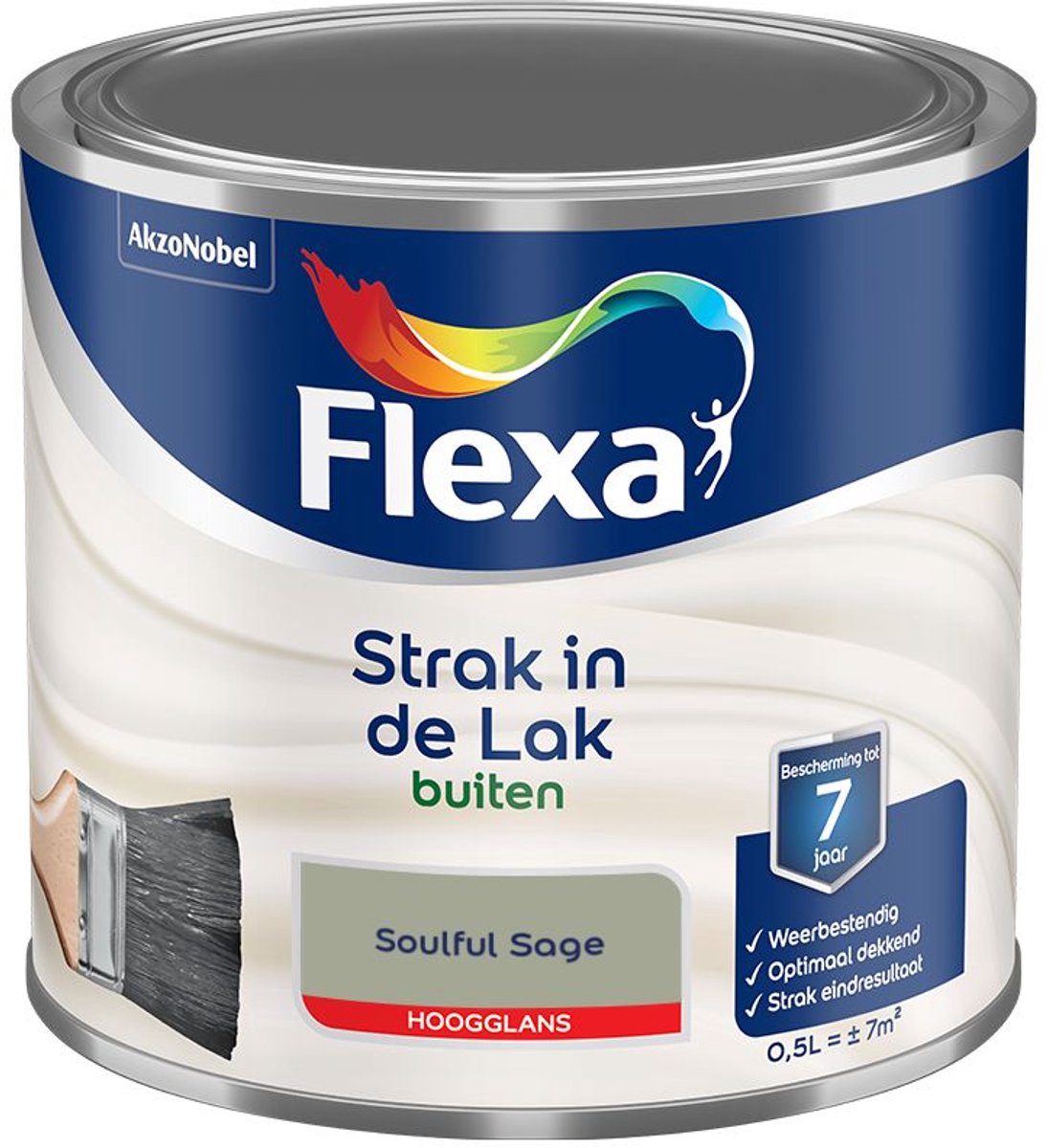 Flexa - Strak In De Lak Buitenlak Hoogglans - Soulful Sage - 500 Ml - Kleur Van Het Jaar 2027