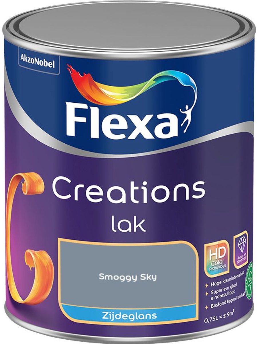 Flexa - Creations Lak Zijdeglans - Smoggy Sky - 750 Ml - Kleur Van Het Jaar 2027