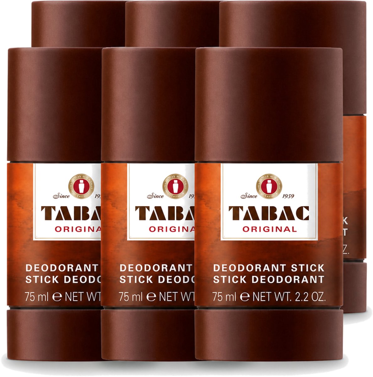 6 x Tabac Original - Deodorant Stick - Langdurige frisheid - 75 ml - Voordeelverpakking - 6 stuks