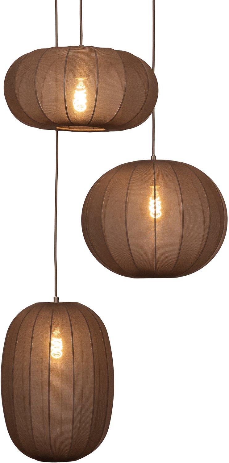 Lumidora Hanglamp 75740 - TACK - 3 Lichts - E27 - Bruin - Metaal - ⌀ 58 cm