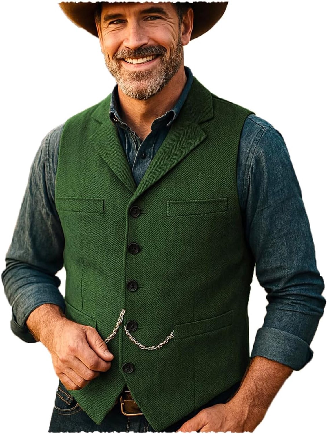 Vest, herringbone patroon, wol