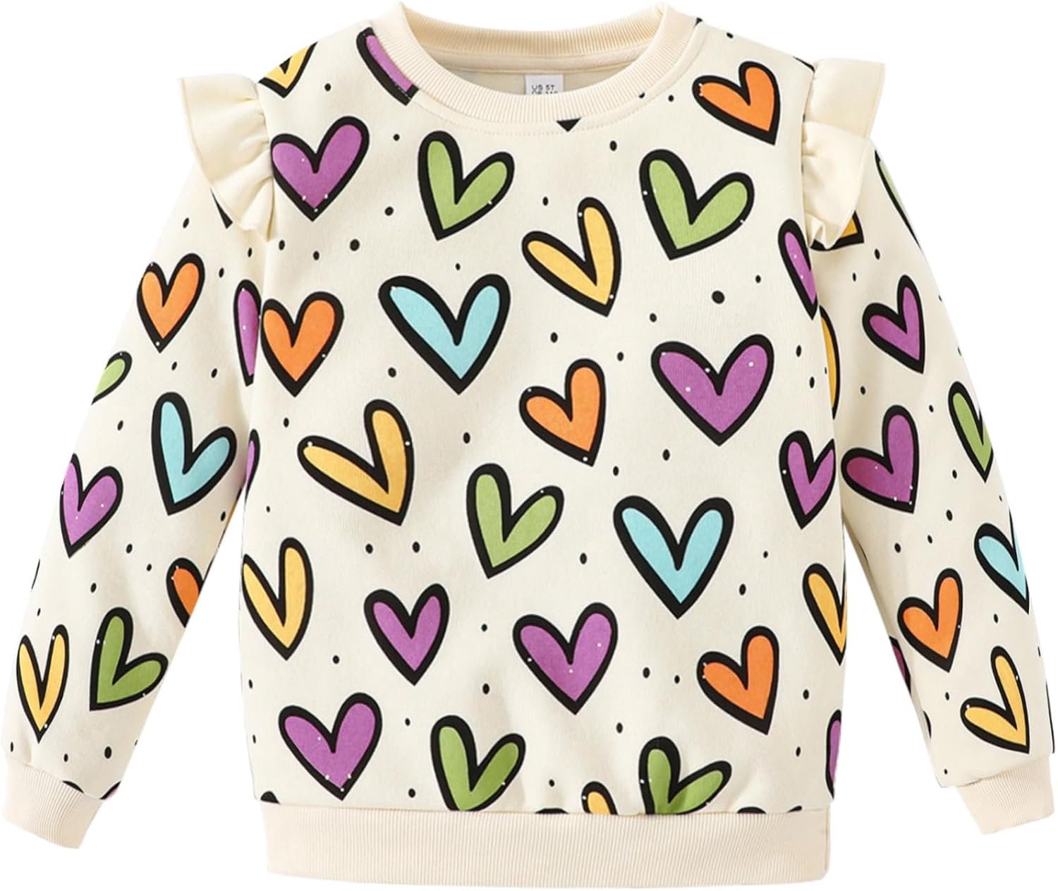 Sweatshirt voor meisjes, katoen, hart, lange mouwen, warm, 2-7 jaar