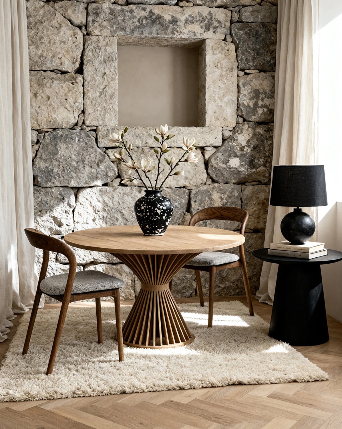 STILVORA Eetkamerstoel 51,5 x 53 x 80,5 cm – Set Van 2 Met Gestoffeerde Zitting – Voor Eetkamer En Woonkamer – Hout – Walnoot En Gebroken Wit