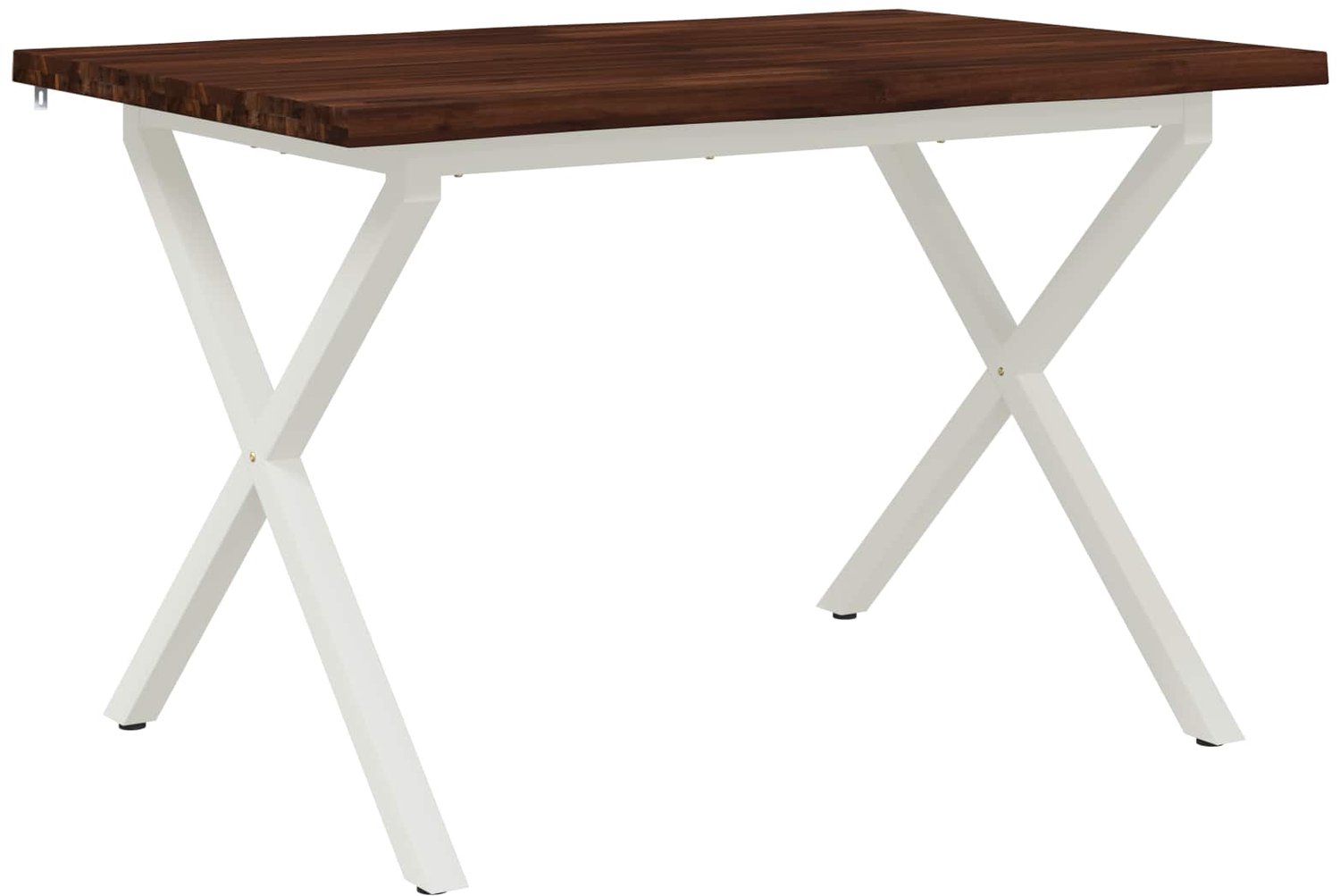 vidaXL Eettafel - met - levendige - rand - 90 - x - 55 - x - 75 - cm - Massief - Acacia - Hout Donkerbruin en Wit