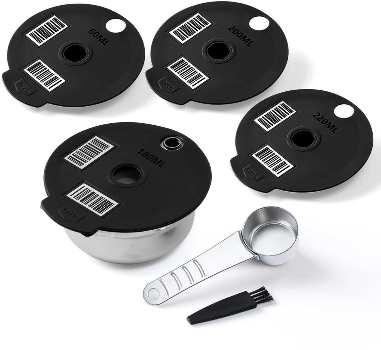 Herbruikbare Tassi*mo Pods - Koffiecapsules met 4 Siliconen Deksels (60/180/200/220ml)