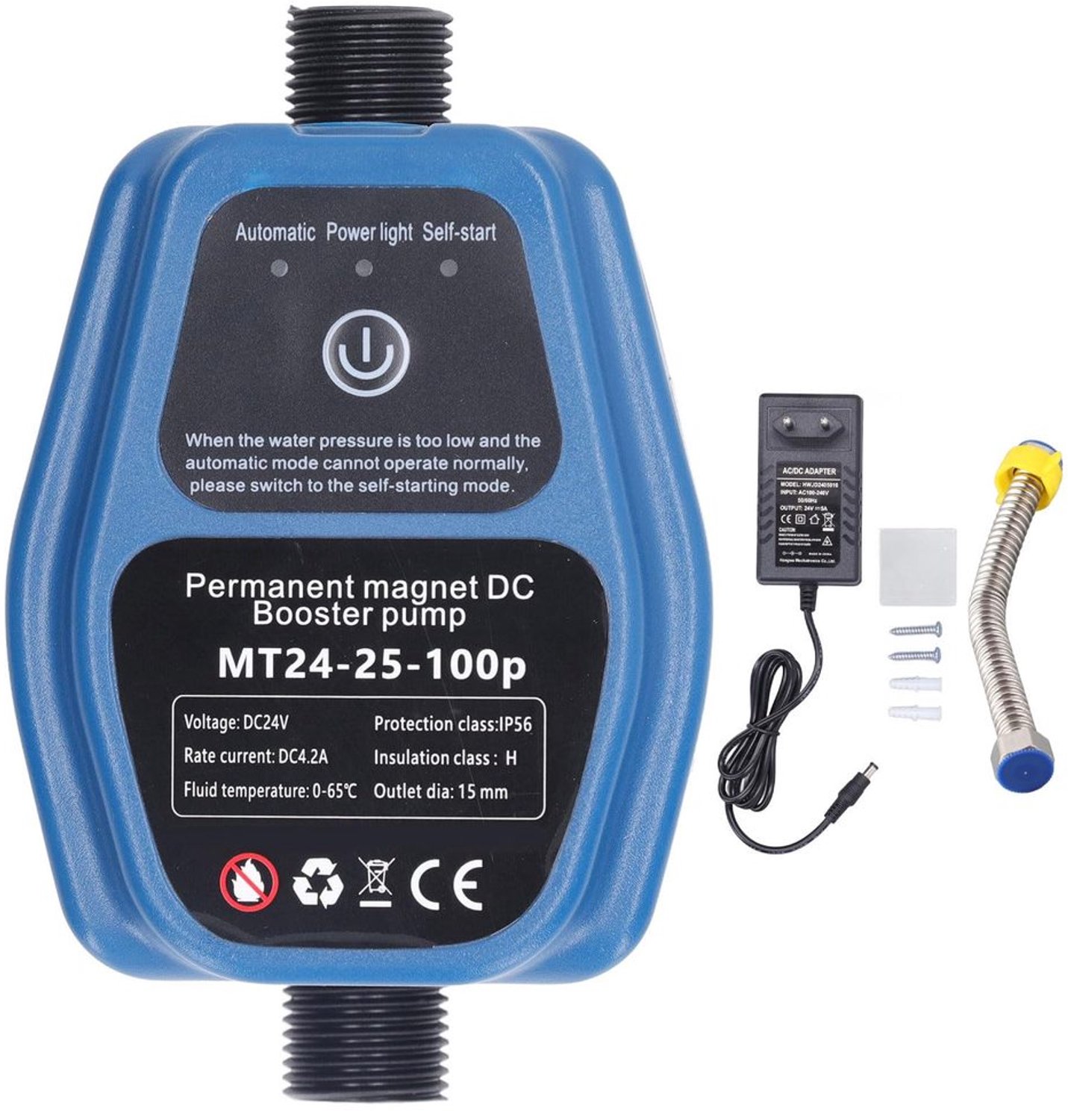 Waterdrukboosterpomp 24V 25L/min Automatisch - Waterpomp met Watertekortbescherming - Huishoudelijk Watervoorzieningssysteem - Stil en Betrouwbaar - Slim Leren Functie