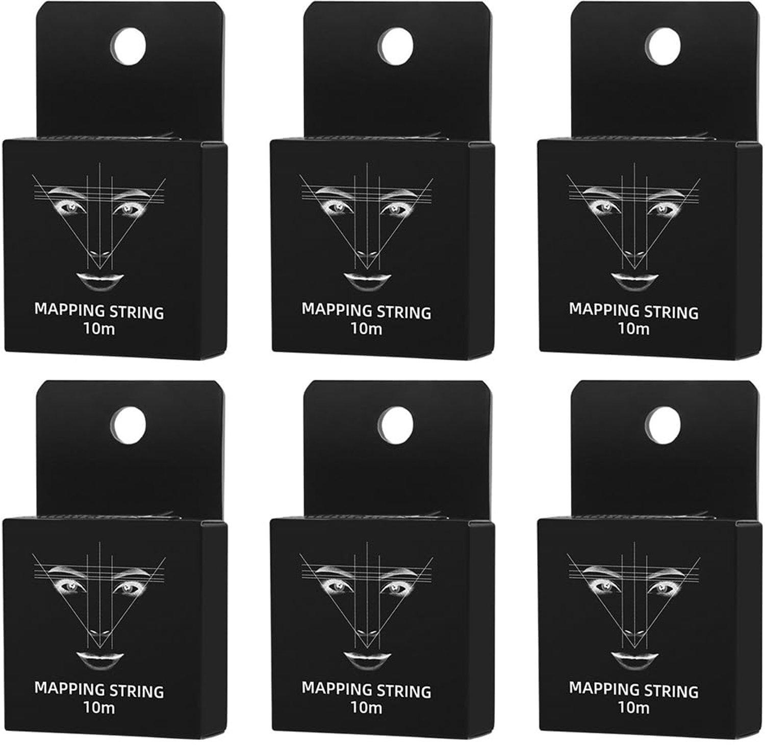 Wenkbrauw Mapping Hypoallergeen Pigment - 6PCS Draad Strings - Tattoo Positionering - Zwart - 10m Lengte - Voor Schoonheidssalons - Wenkbrauwtatoeage