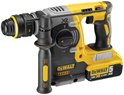 DeWalt 18V XR accuhamer met 5Ah accu, zwart-gele behuizing met zijhandgreep.