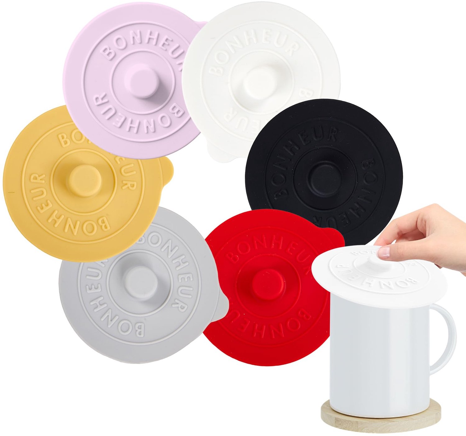 Set van 6 Siliconen Drinkbeker Lids, Herbruikbaar en Antistof