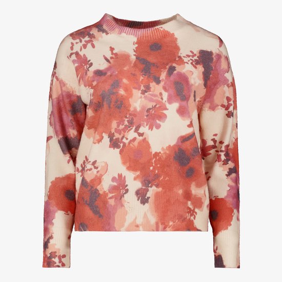 TwoDay damestrui met roze en beige bloemenprint en ronde hals.
