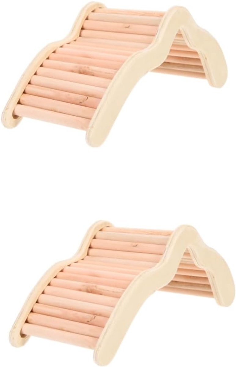 2 Stuks Veilige Houten Ladder Voor Huisdieren Hamstertrainingsspeelgoed Houten Brug Met Meerdere Niveaus Klimspeelgoed Voor Huisdieren Chinchillaspeelgoed