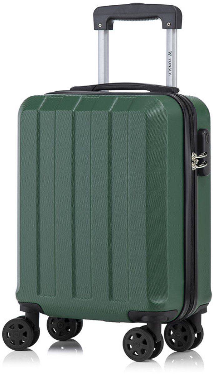 YONSLY Handbagage Koffer - 46x31x20 cm - Reiskoffer 25L - Donkergroen