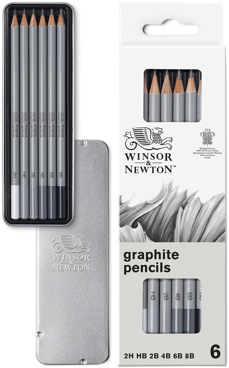 Professionele Grafiet Potloden Set - 6 Assortiment in Blik
