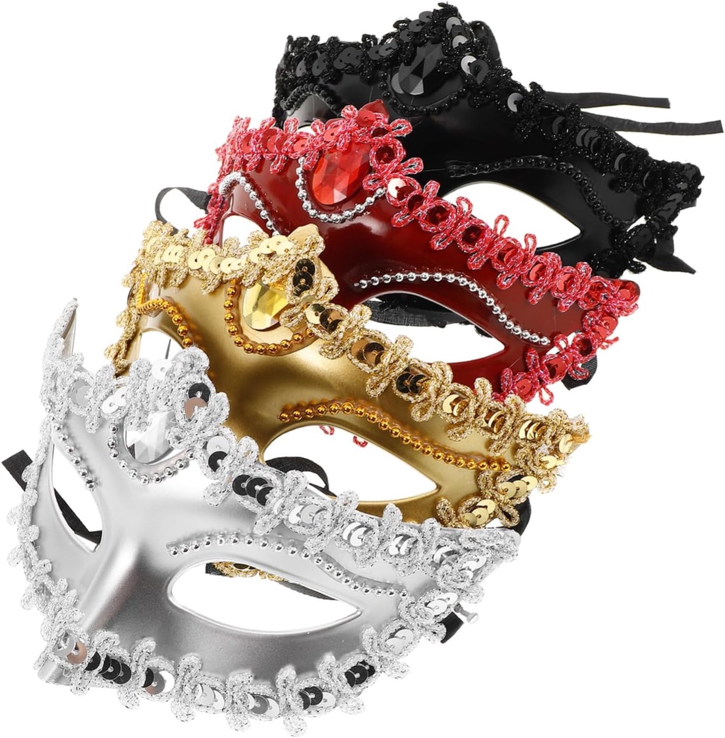 4stuks Delige Kindermasker Half Gezicht Bedekking Stijlvol Cosplay Masker Voor Feestjes Podiumoptredens Elegant Comfortabel Voor Halloween Verkleedpartijen
