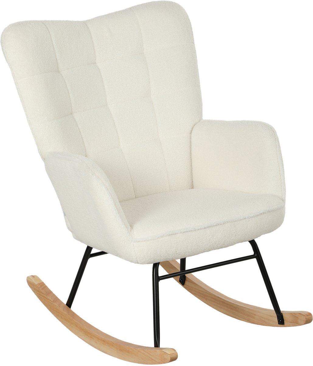 Schommelstoel - stoelen - schommelstoel binnen - woonkamer fauteuil schommel Met leuning - Wit