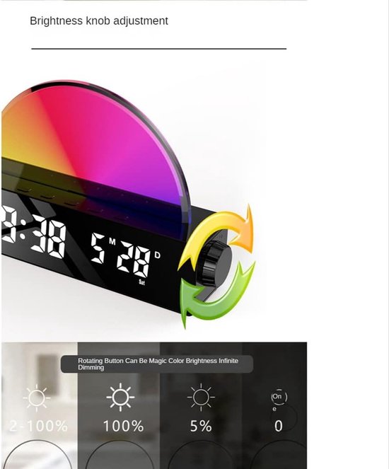 Wekker Sunrise - Wake Up Light - Rustig Wakker Worden - Simuleert Zonsopgang - 20 x 13 x 6 cm — afbeelding 4