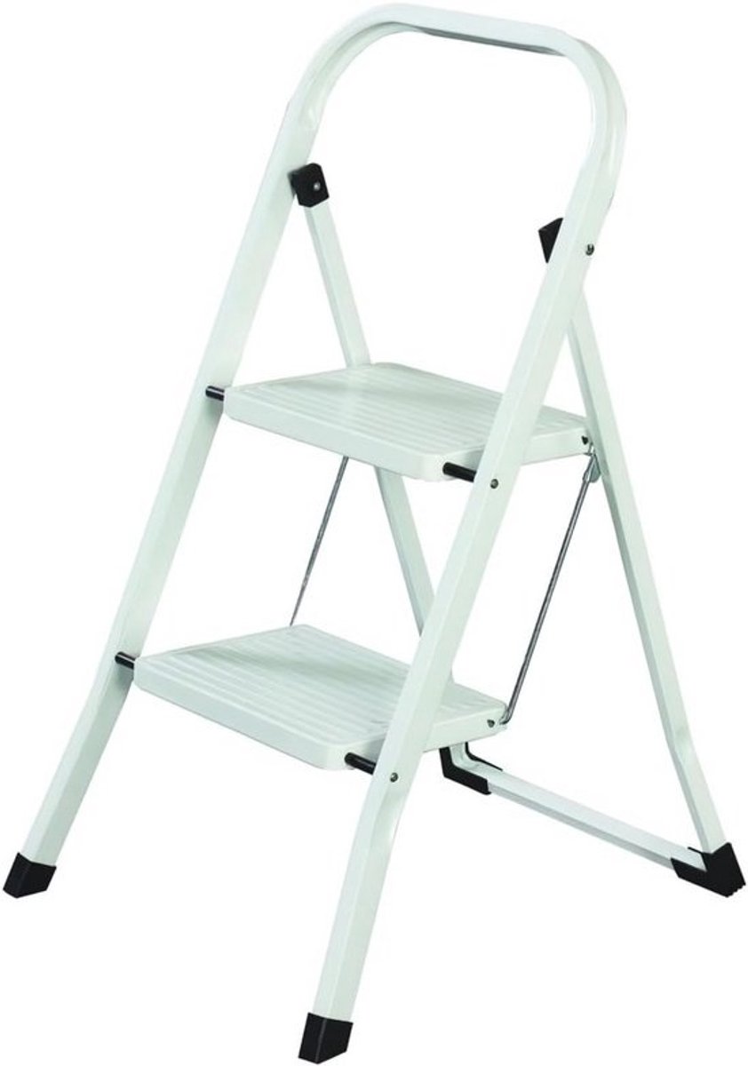 Trapladder - voor huishoudelijk gebruik - Staal - 2 treden - helder