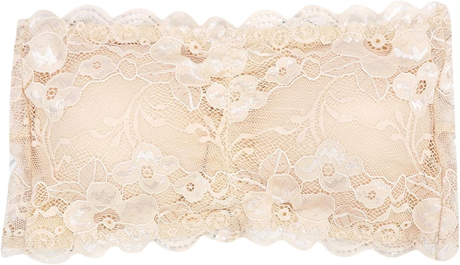 Strapless beha van kant, hoge band, damesbeha, zonder beugel, gevoerd, bralette, bustier, met transparante bandjes