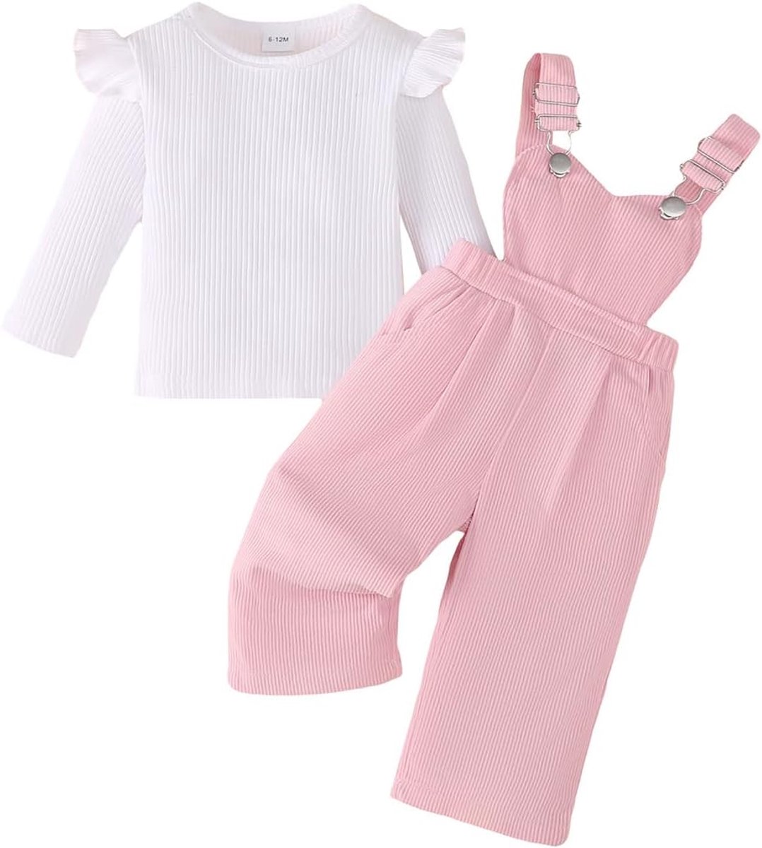 Zomeroutfits voor babymeisjes, met ruches, korte mouwen, geribbelde top, bloemen/hartpatroon, overalls, shorts met zak, schattige 2-delige kledingset
