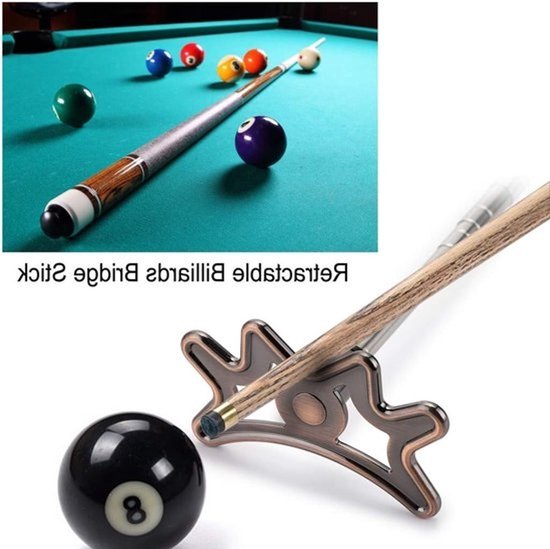 Retractable Billiard Bridge Cup voor pool en snooker - Antislip cue- en spiderhouder - 35-140 cm - Bruin — afbeelding 2