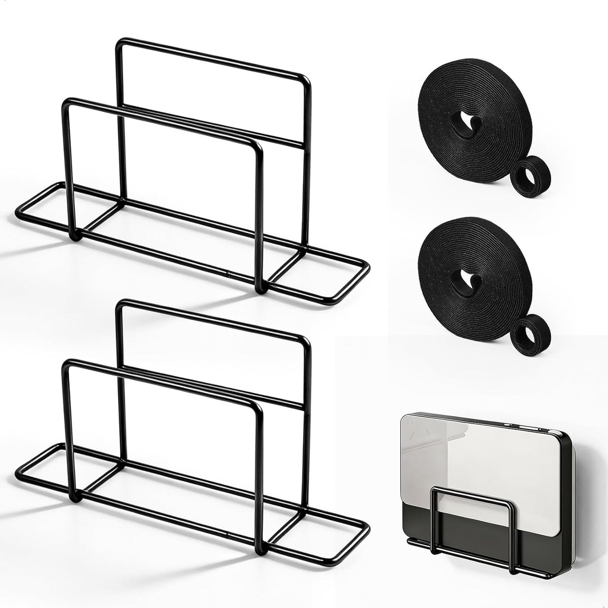 Wandhouder voor router, verticale geperforeerde internetbox, wandrek voor router, wandhouders voor routers en repeaters met 6 m kabelhouder voor set-boxen, kabels, zwart