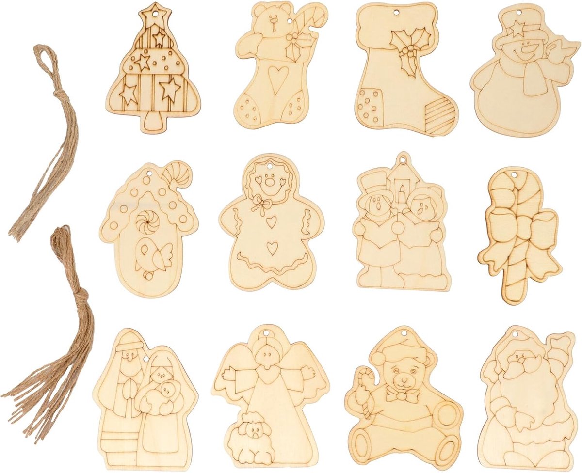 24 Stuks Houten Hangers Voor Aan De Muur Kerstversiering Kleine Kersthangers Voor Aan De Deur Kerstversiering Voor Bruiloften Kerstbenodigdheden Kerstballen Hangende