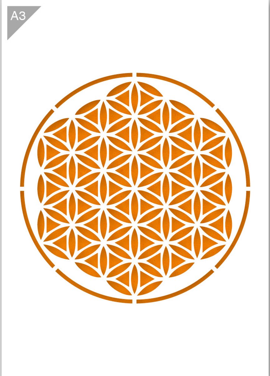 QBIX Mandala Sjabloon A3 Formaat Kunststof - Uitsnede is 25cm breed