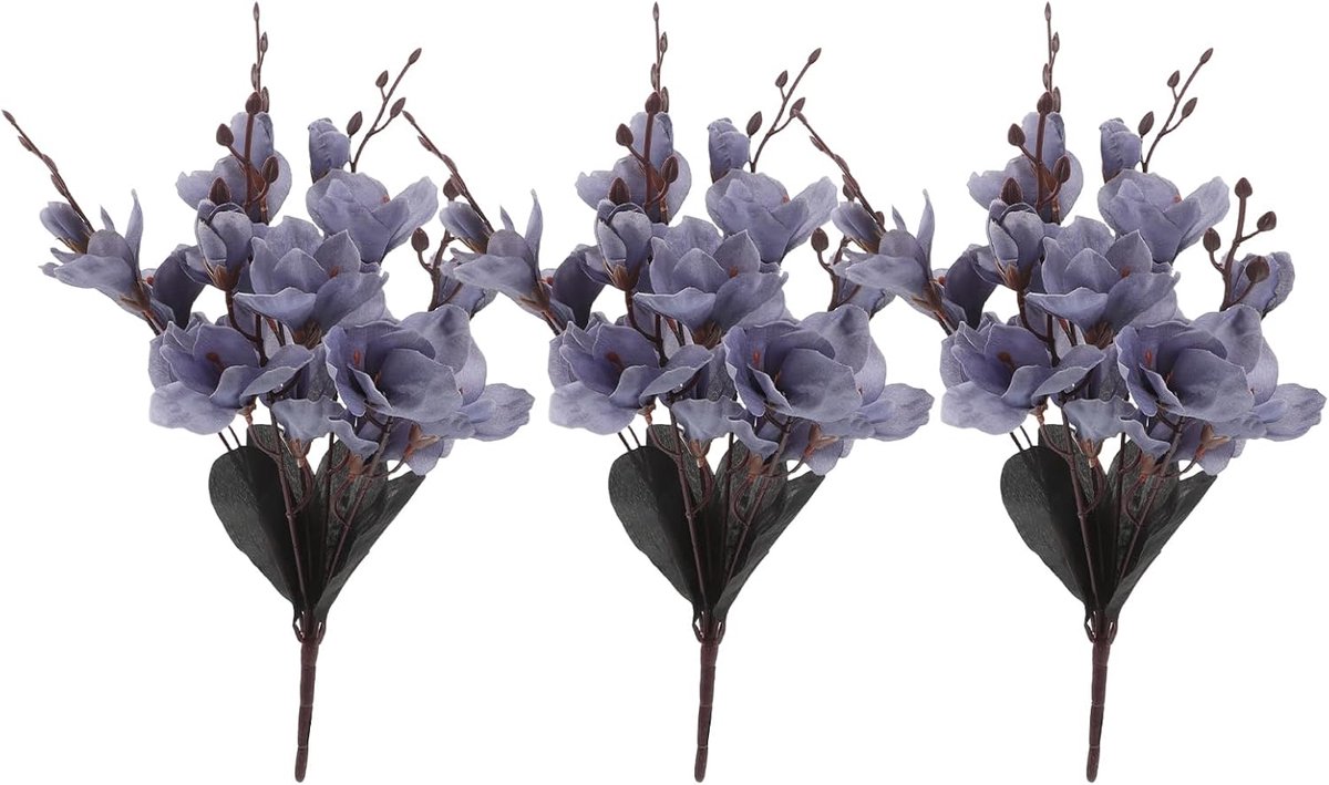 3 stuks kunstmagnolia's: Magnolia met lange steel en 20 koppen - simulatie van lentebloemen voor fotografie-accessoires en artistieke achtergronden