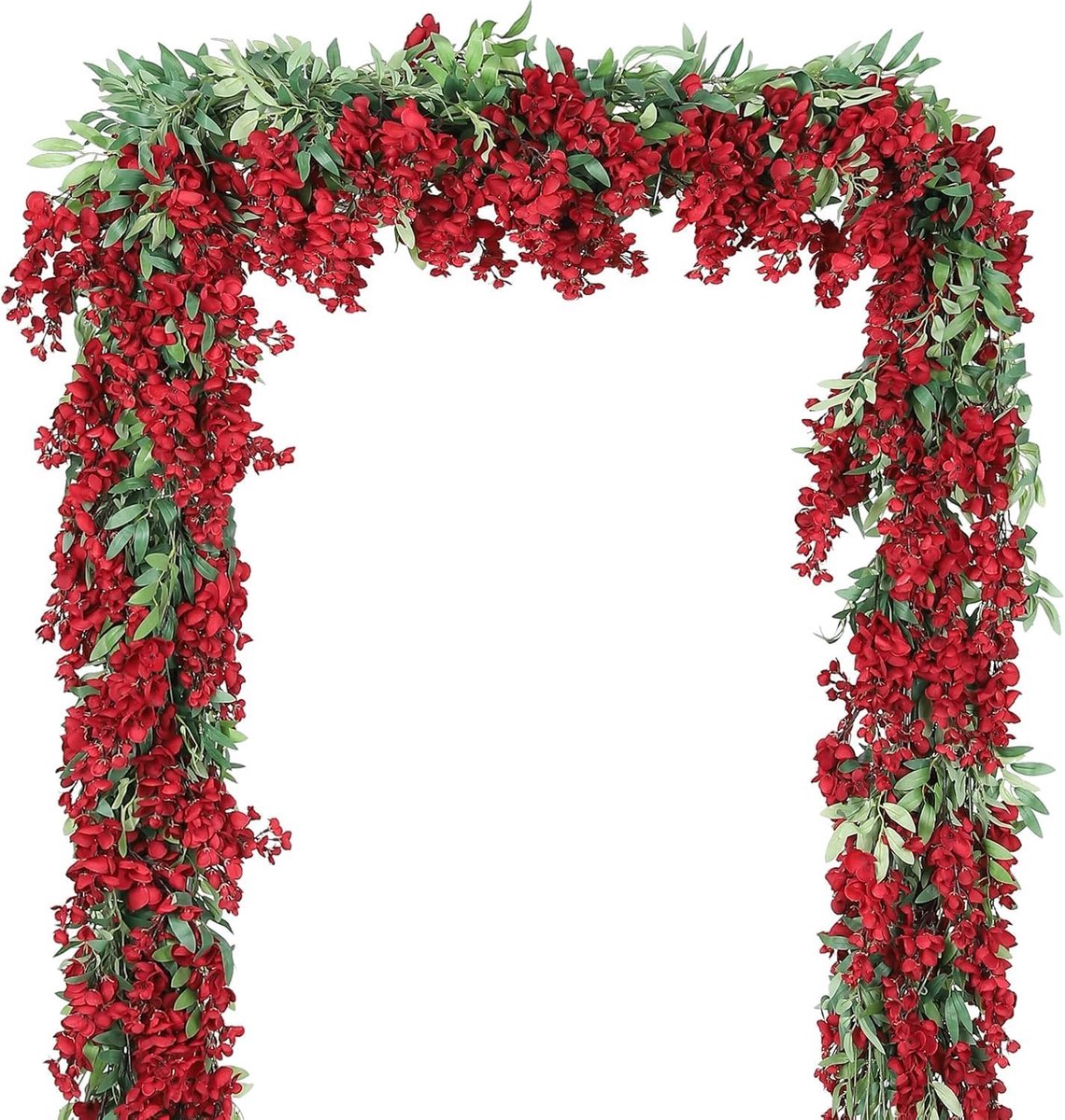 4 Stks 15 cm/stuk imitatie zijde blauweregen slinger opknoping bloem wijnstok voor thuis buiten tuin ceremonie bruiloft boog bloemen decor (rood)