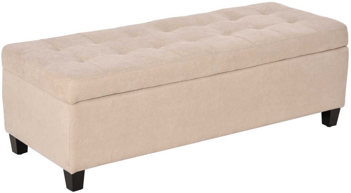 Homona Gestoffeerde zitbank met opbergruimte - Met knoopdetails - 125 x 49 x 41,5 cm - Beige