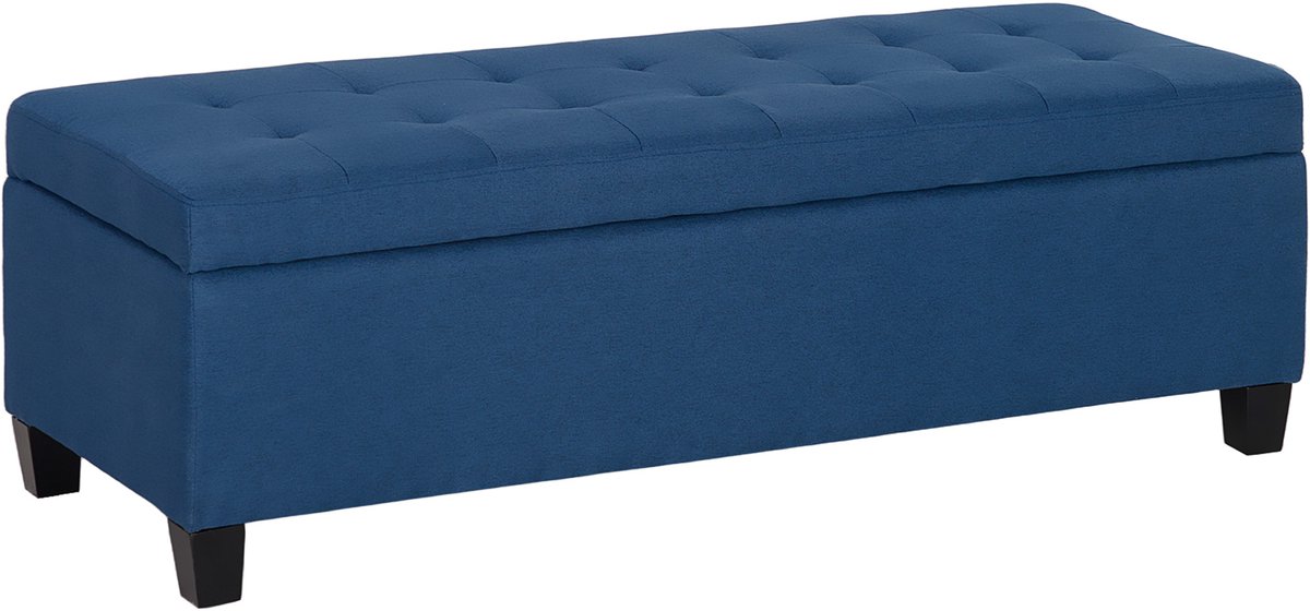 Homona Zitbank met opbergruimte - Met knoopdetails - 125 x 49 x 41,5 cm - Blauw
