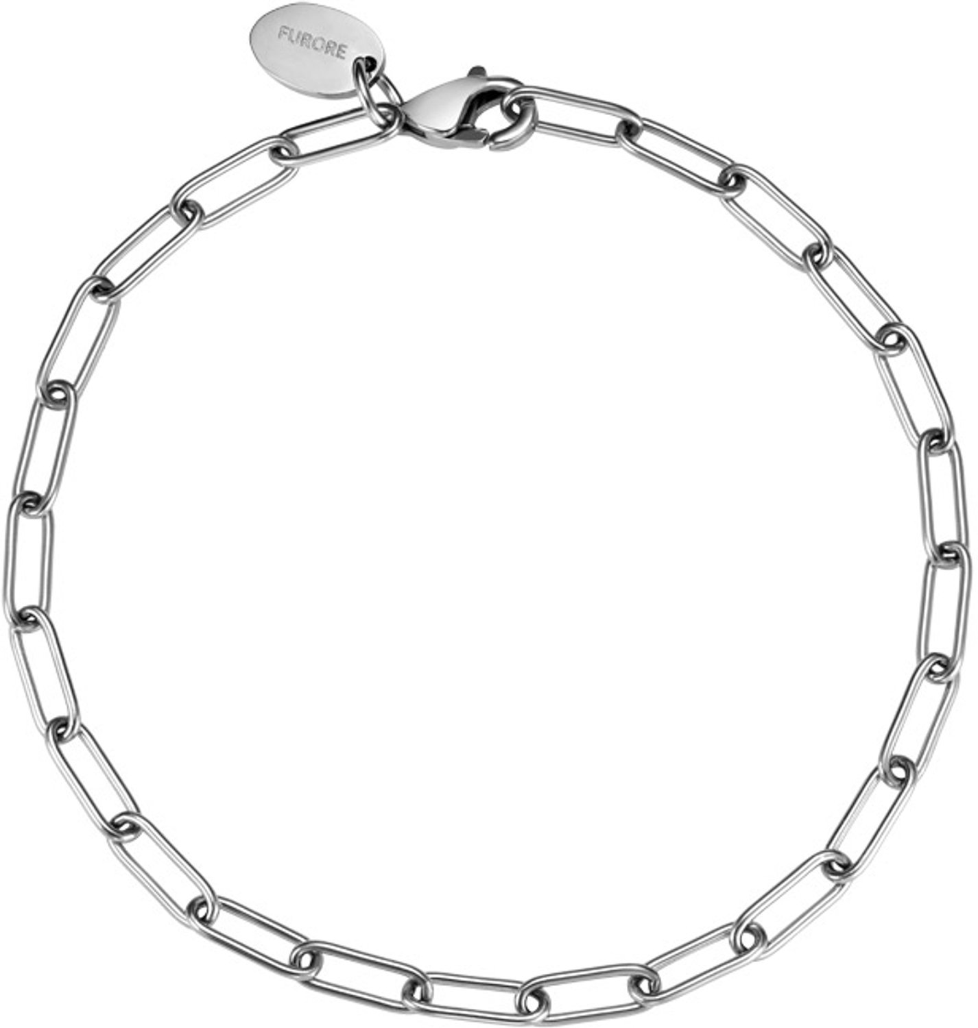Furore - Dames Armband Paperclip - Zilver - Lengte 17 tot 21 cm