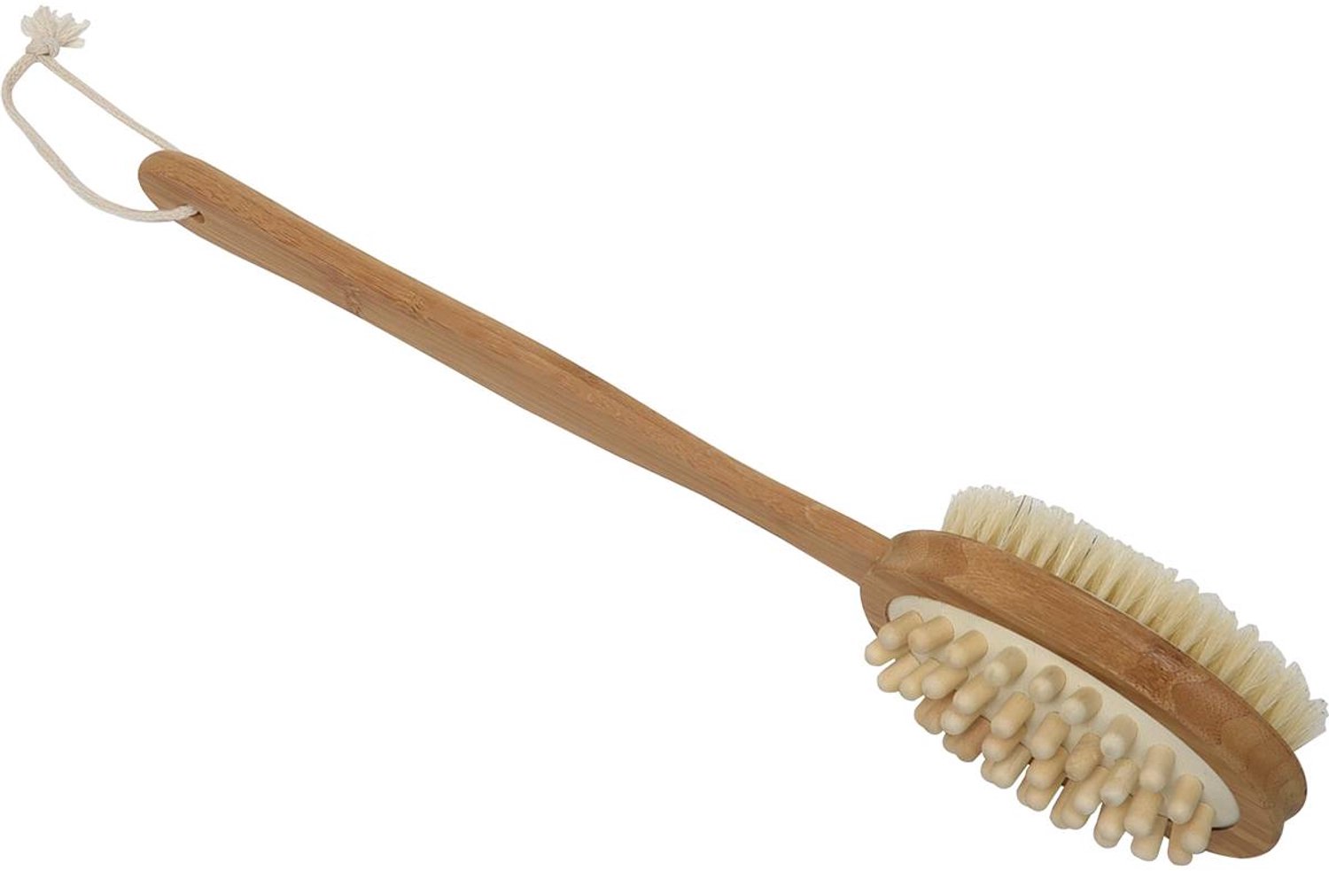 Brosse corps et massage double face avec manche en bambou